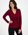 Inc International Concepts Women's Side Ruched Top, Created For Macy's In Rhodolite Garnet