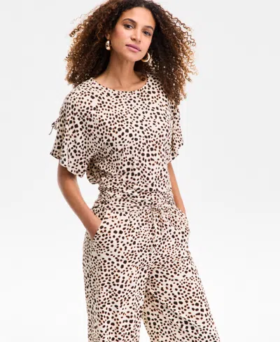 Inc International Concepts Women's Side-tie Animal-print Top, Exclusively At Macy's