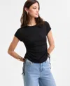 Inc International Concepts Women's Side-tie T-shirt, Exclusively At Macy's In Black