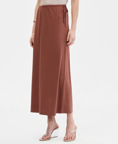 Inc International Concepts Women's Side-tie Knit Midi Skirt, Macy's Exclusive In Brown