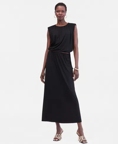 Inc International Concepts Women's Side-tie Knit Midi Skirt, Macy's Exclusive In Black