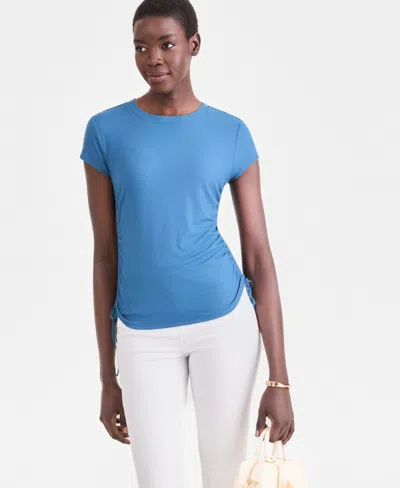 Inc International Concepts Women's Side-tie T-shirt, Exclusively At Macy's In Blue