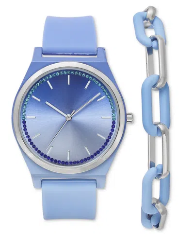 Inc International Concepts Women's Silicone Strap Watch 38mm Set, Created For Macy's In Blue