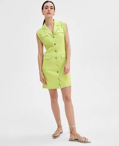 Inc International Concepts Women's Sleeveless Blazer Dress, Exclusively At Macy's In Lime Sash