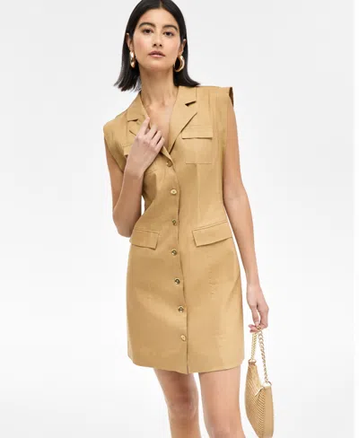 Inc International Concepts Women's Sleeveless Blazer Dress, Exclusively At Macy's In Warm Toffee