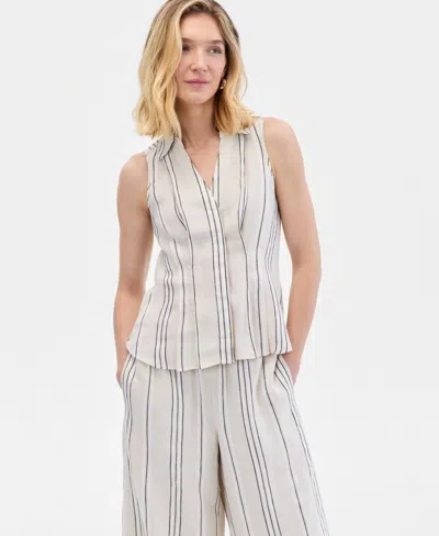 Inc International Concepts Women's Sleeveless Collared Shirt, Macy's Exclusive In White