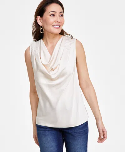 Inc International Concepts Women's Sleeveless Cowlneck Blouse, Created For Macy's In Brazilian Sand
