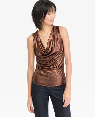 Inc International Concepts Women's Sleeveless Cowl-neck Top, Macy's Exclusive In Brown
