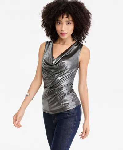 Inc International Concepts Women's Sleeveless Cowl-neck Top, Macy's Exclusive In Gunmetal