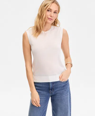 Inc International Concepts Women's Sleeveless Crewneck Sweater, Macy's Exclusive In White