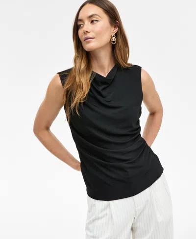 Inc International Concepts Women's Sleeveless Cowlneck Blouse, Exclusively At Macy's In Deep Black