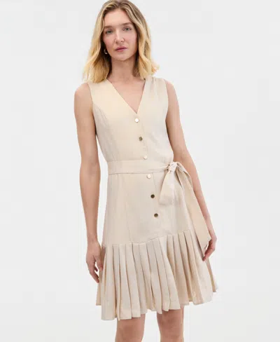 Inc International Concepts Women's Sleeveless Linen-blend Dress, Macy's Exclusive In Gray