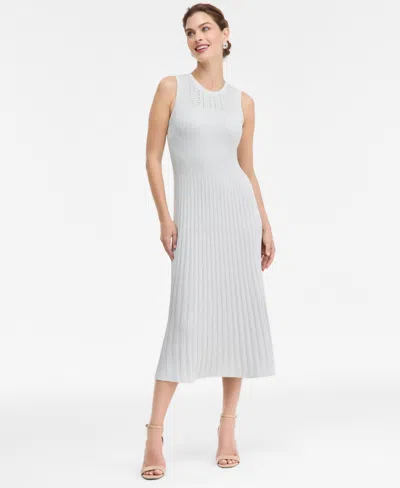 Inc International Concepts Women's Sleeveless Metallic Sweater Dress, Macy's Exclusive In White