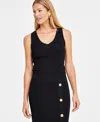 Inc International Concepts Women's Sleeveless Ribbed-knit Sweater Top, Exclusively At Macy's In Deep Black