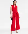Inc International Concepts Women's Sleeveless Shawl-collar Jumpsuit, Macy's Exclusive In Red