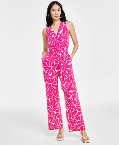 Inc International Concepts Women's Sleeveless Tie-waist Jumpsuit, Created For Macy's In Tala Blooms