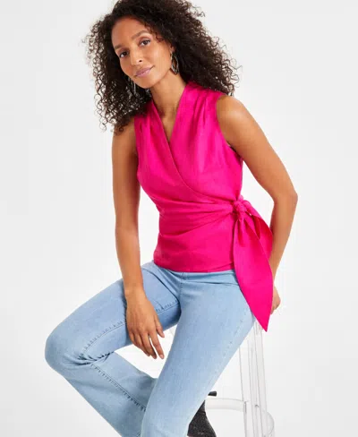 Inc International Concepts Women's Sleeveless Wrap Top, Exclusively At Macy's In Pink Drago