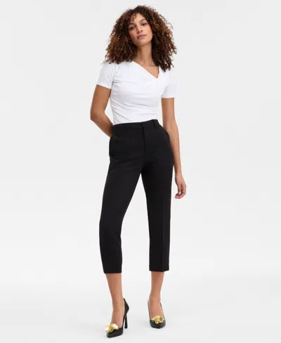 Inc International Concepts Women's Straight-leg Cropped Pants, Exclusively At Macy's In Deep Black