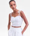 Inc International Concepts Women's Soutache Tassel-strap Crop Top, Macy's Exclusive In White