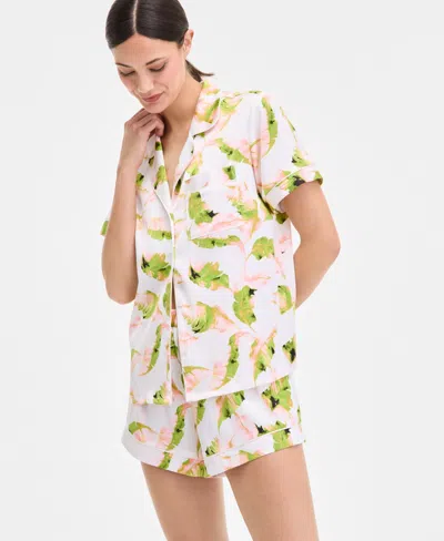 Inc International Concepts I.n.c International Concepts Women's Stretch Satin Short-sleeve Pajama Set, Exclusively At Macy's