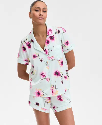 Inc International Concepts I.n.c International Concepts Women's Stretch Satin Short-sleeve Pajama Set, Exclusively At Macy's In Pale Spring