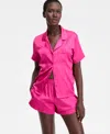 Inc International Concepts I.n.c International Concepts Women's Stretch Satin Short-sleeve Pajama Set, Exclusively At Macy's In Pink