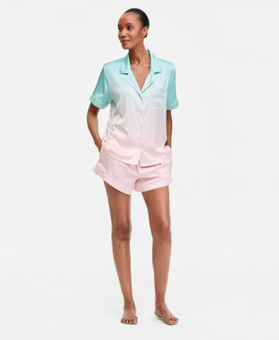 Inc International Concepts I.n.c International Concepts Women's Stretch Satin Short-sleeve Pajama Set, Exclusively At Macy's In Multi