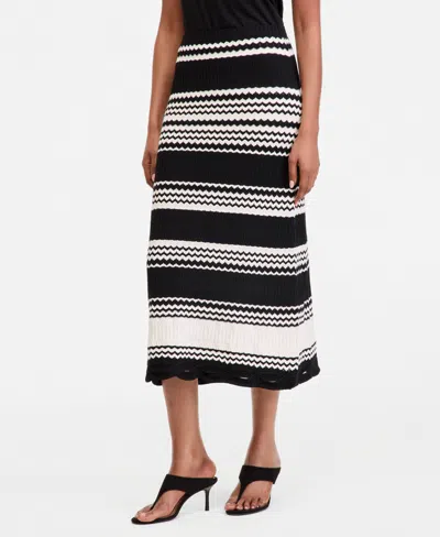 Inc International Concepts Women's Stripe Crochet Midi Skirt, Macy's Exclusive In Black