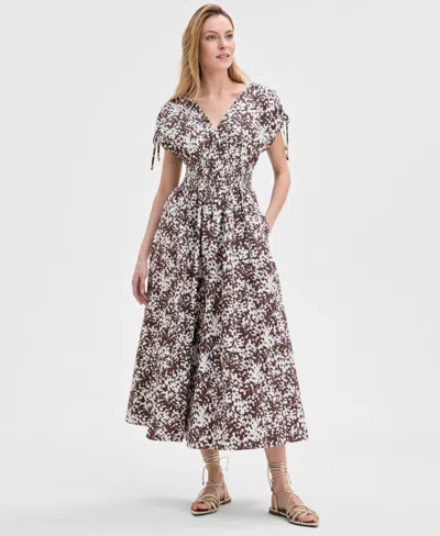Inc International Concepts Women's Striped Double V-neck Cotton Dress, Exclusively At Macy's In Petra Texture