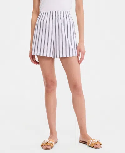 Inc International Concepts Women's Striped Pull-on Cotton Shorts, Macy's Exclusive In White