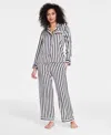 Inc International Concepts Women's Striped Satin Pajama Set, Exclusively At Macy's In Carla Stripe