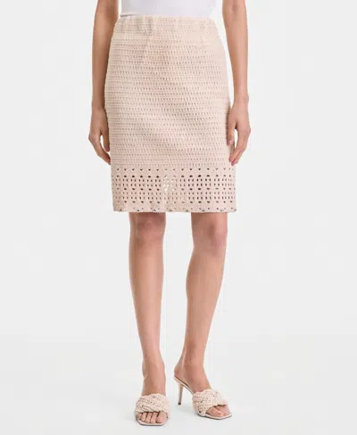 Inc International Concepts Women's Studded Cotton Crochet Sweater Skirt, Macy's Exclusive In Neutral