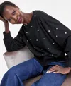 Inc International Concepts Women's Studded French Terry Sweatshirt, Macy's Exclusive In Black