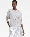 Inc International Concepts Women's Studded French Terry Sweatshirt, Macy's Exclusive In Neutral