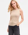 Inc International Concepts Women's Studded Metallic-knit Tank, Macy's Exclusive In Neutral
