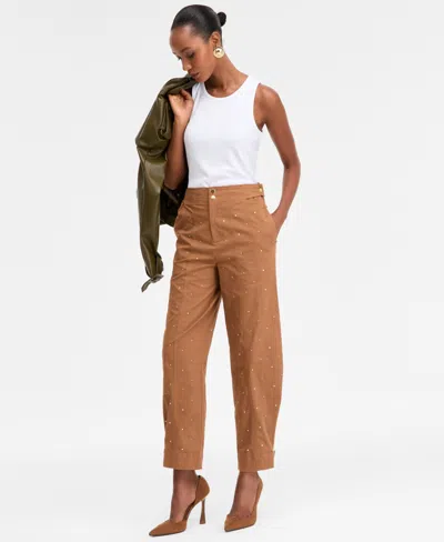 Inc International Concepts Women's Studded Tapered Pants, Macy's Exclusive In Orange