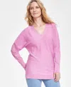 Inc International Concepts Women's Studded V-neck Tunic, Created For Macy's In Pink Azalea