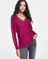 INC INTERNATIONAL CONCEPTS WOMEN'S STUDDED V-NECK TUNIC, CREATED FOR MACY'S