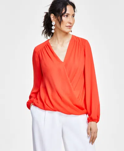 Inc International Concepts Women's Surplice Top, Created For Macy's In Tropical Punch