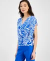 Inc International Concepts Women's Surplice V-neck Top, Exclusively At Macy's In Blue