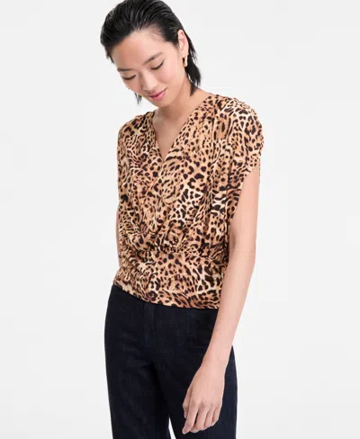Inc International Concepts Women's Surplice V-neck Top, Exclusively At Macy's In Animal Print