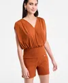Inc International Concepts Women's Surplice V-neck Top, Exclusively At Macy's In Brown