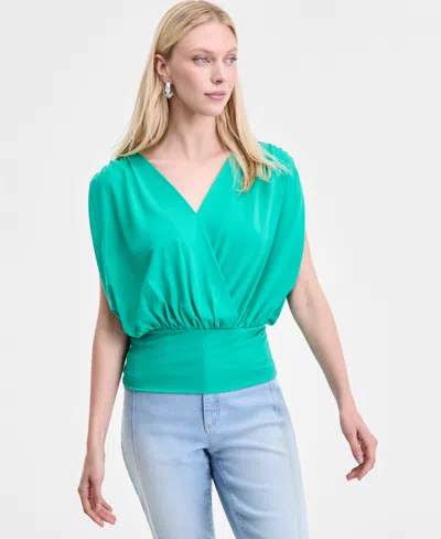 Inc International Concepts Women's Surplice V-neck Top, Exclusively At Macy's In Green