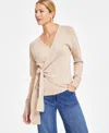INC INTERNATIONAL CONCEPTS WOMEN'S SURPLICE WRAP SWEATER, CREATED FOR MACY'S
