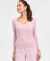 Inc International Concepts Women's Sweetheart-neck Sweater, Exclusively At Macy's In Pale Mauve