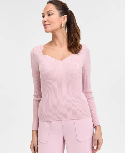 Inc International Concepts Women's Sweetheart-neck Sweater, Exclusively At Macy's In Pale Mauve
