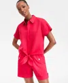 Inc International Concepts Women's Tie-front Blouse, Exclusively At Macy's In Fresh Lips