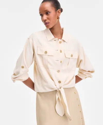 Inc International Concepts Women's Tie-front Safari Blouse, Exclusively At Macy's