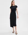 Inc International Concepts Women's Tie-front Shirt Dress, Exclusively At Macy's In Deep Black