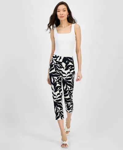 Inc International Concepts Women's Tummy-control Pull-on Capri Pants, Created For Macy's In Black